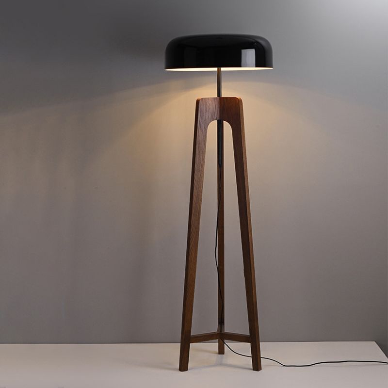 Ozawa Moderne LED Vloerlamp Zwart/Wit Metaal/Hout Slaap/Woon/Eetkamer