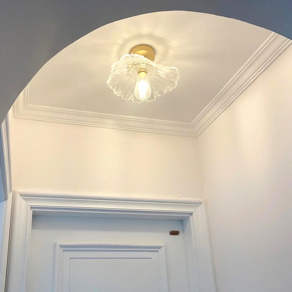 Carins Art Deco Bloem LED Hanglamp/Plafondlamp Helder/Groen Glas