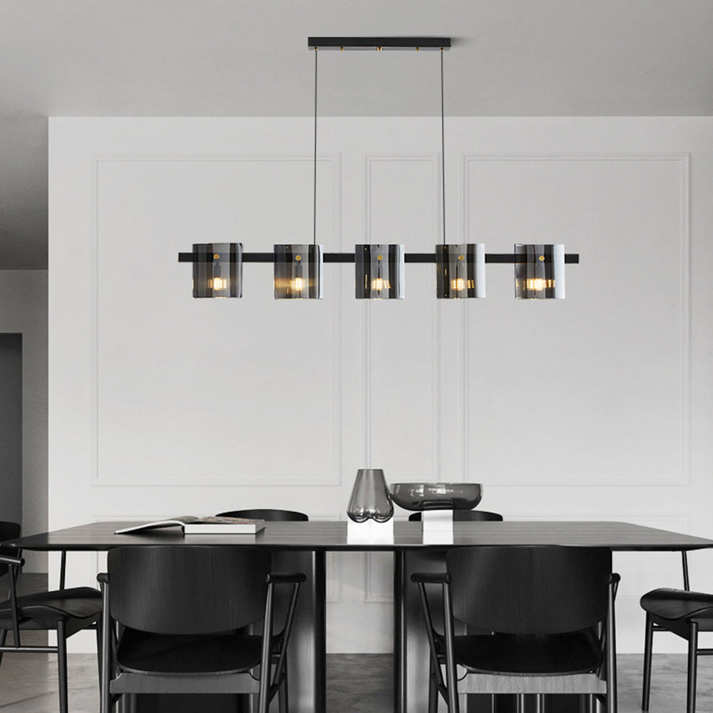 Evette Moderne Design Minimalistische Lineaire Hanglamp Metalen/Glas Zwart/Goud Eetkamer