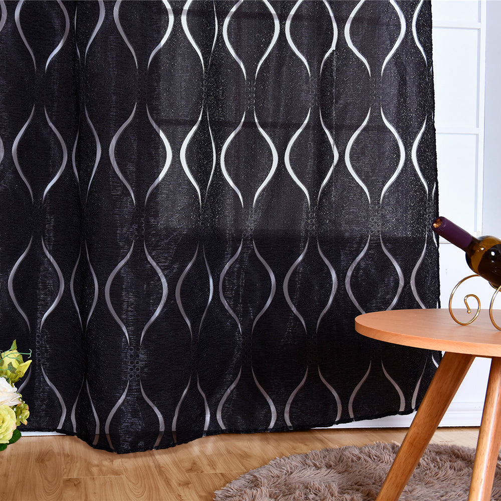 Modern Wave Pattern Bubble Translucent Sheer Curtain