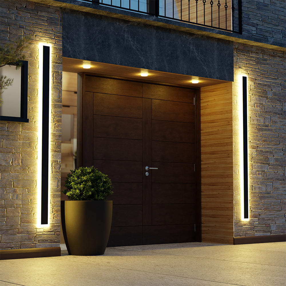 Edge Moderne Rechthoekig LED Wandlamp Zwart Metaal/Acryl Tuin/Stoeprand/Balkon
