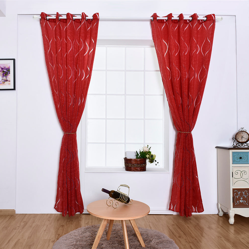 Modern Wave Pattern Bubble Translucent Sheer Curtain