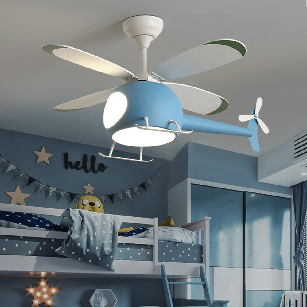 Minori Moderne LED Plafondventilator met Lamp Blauw Metaal/Acryl Woonkamer/Eetkamer