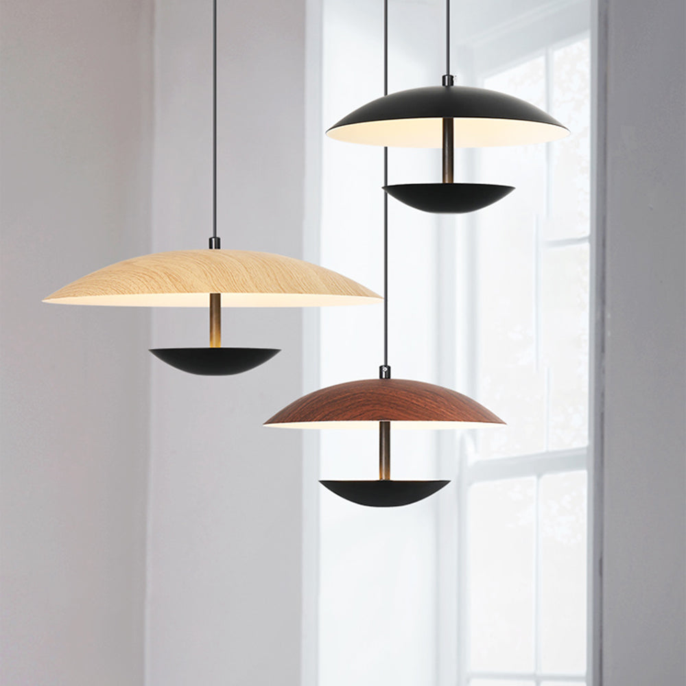 Carins Moderne Frisbee LED Hanglamp Metaal Hout/Bruin Slaap/Woon/Eetkamer