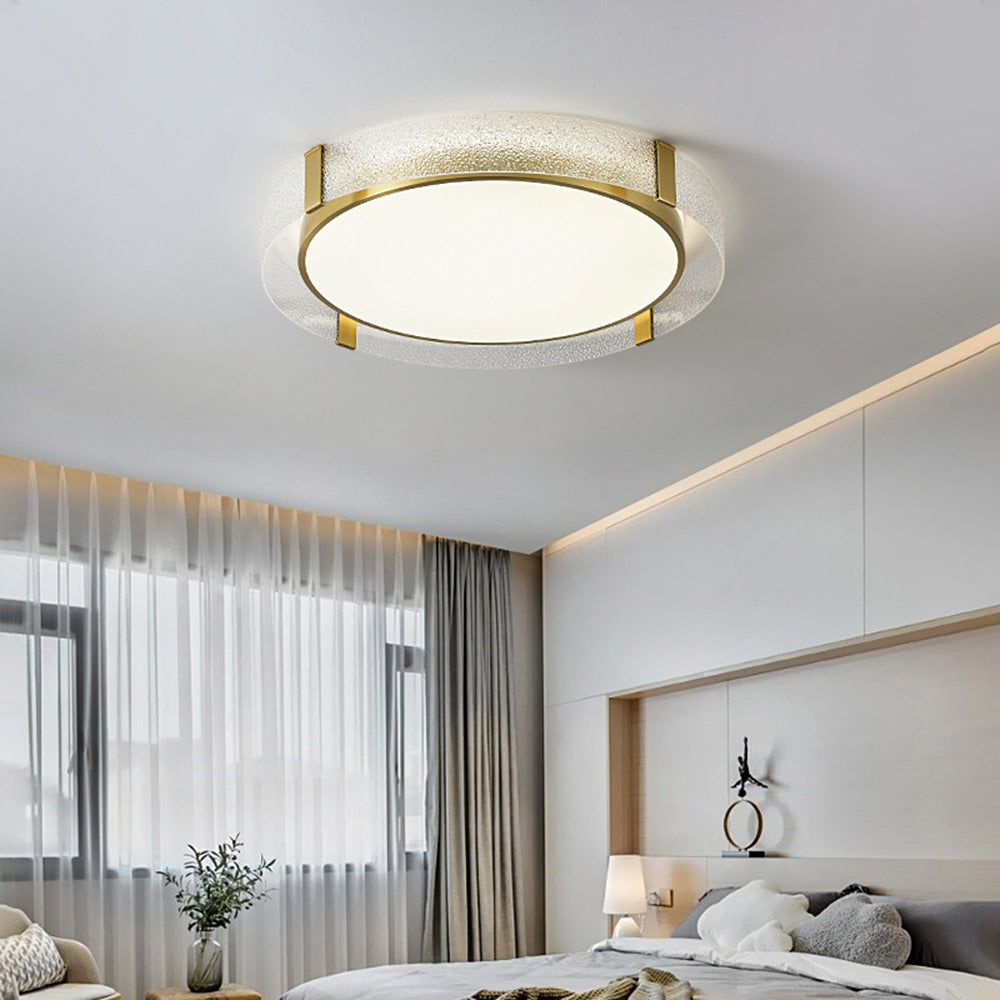Quinn Moderne Ronde LED Plafondlamp Metaal/Glas Goud/Transparant Slaapkamer