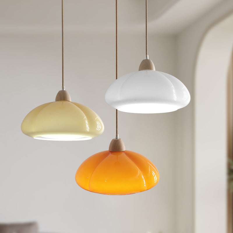 Hailie Retro Hanglampen Pompoen Wit Glas Slaapkamer/Eetkamer