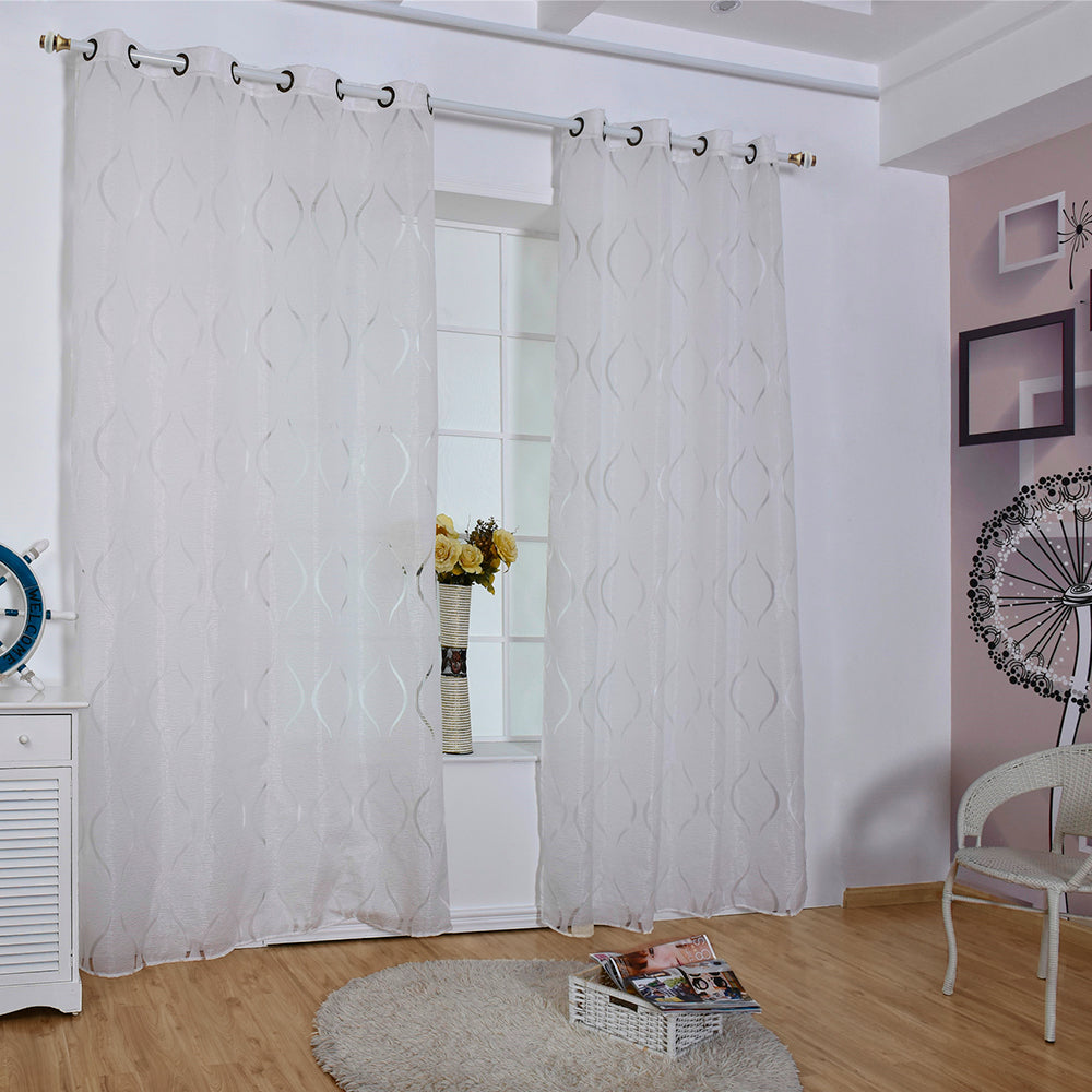 Modern Wave Pattern Bubble Translucent Sheer Curtain