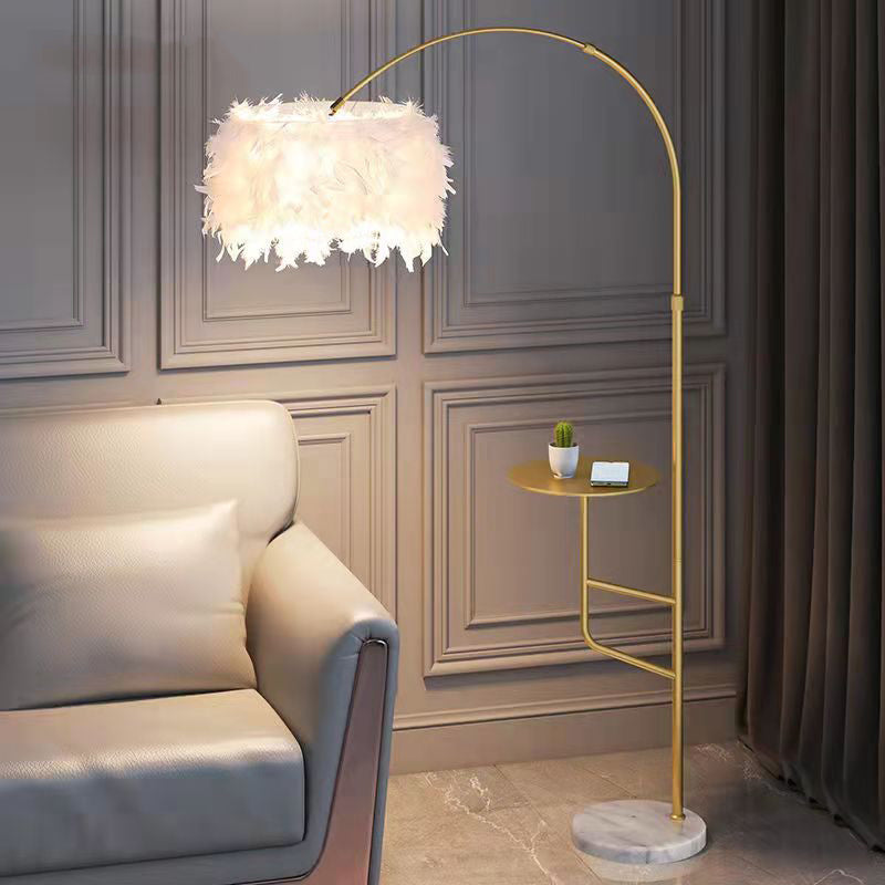 O'Moore Moderne Design Elegante Vloerlamp Boog Metaal/Veer Zwart/Wit Slaapkamer/Woonkamer