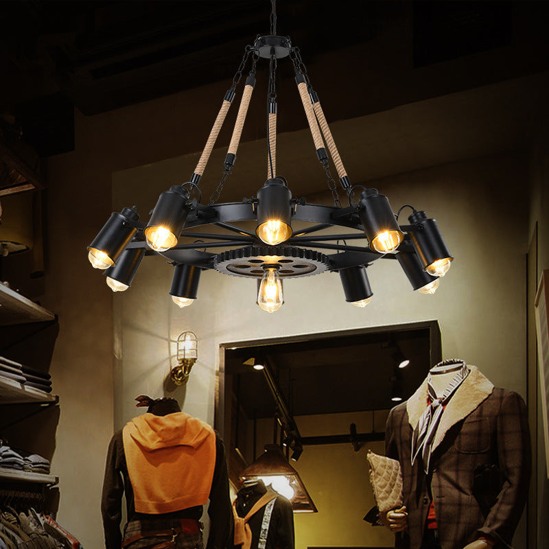 Epoch Industriële LED Hanglampen Zwart Metaal/Touw Café/Bar
