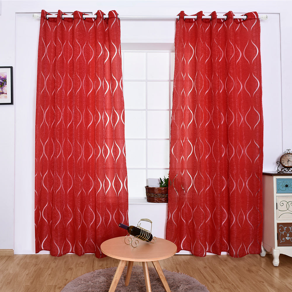 Modern Wave Pattern Bubble Translucent Sheer Curtain