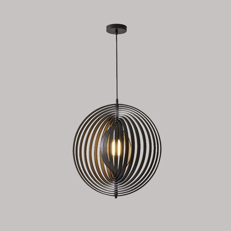 Muto Japanse LED Hanglampen Zwart/Goud Hout Slaapkamer/Bar