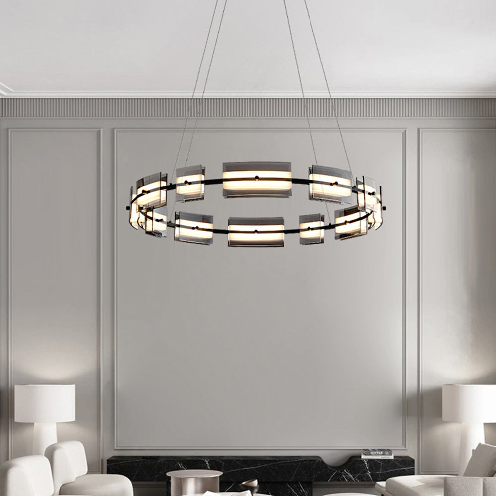 Evette Moderne Design LED Minimalistische Ring Hanglamp Metalen/Glas Zwart/Goud Slaap/Eetkamer