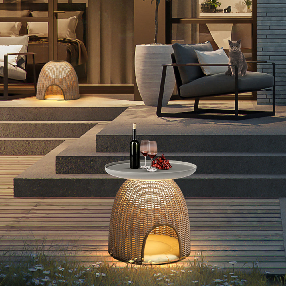 Ritta Moderne Design LED Buiten Vloerlamp Rotan Metaal Tuin