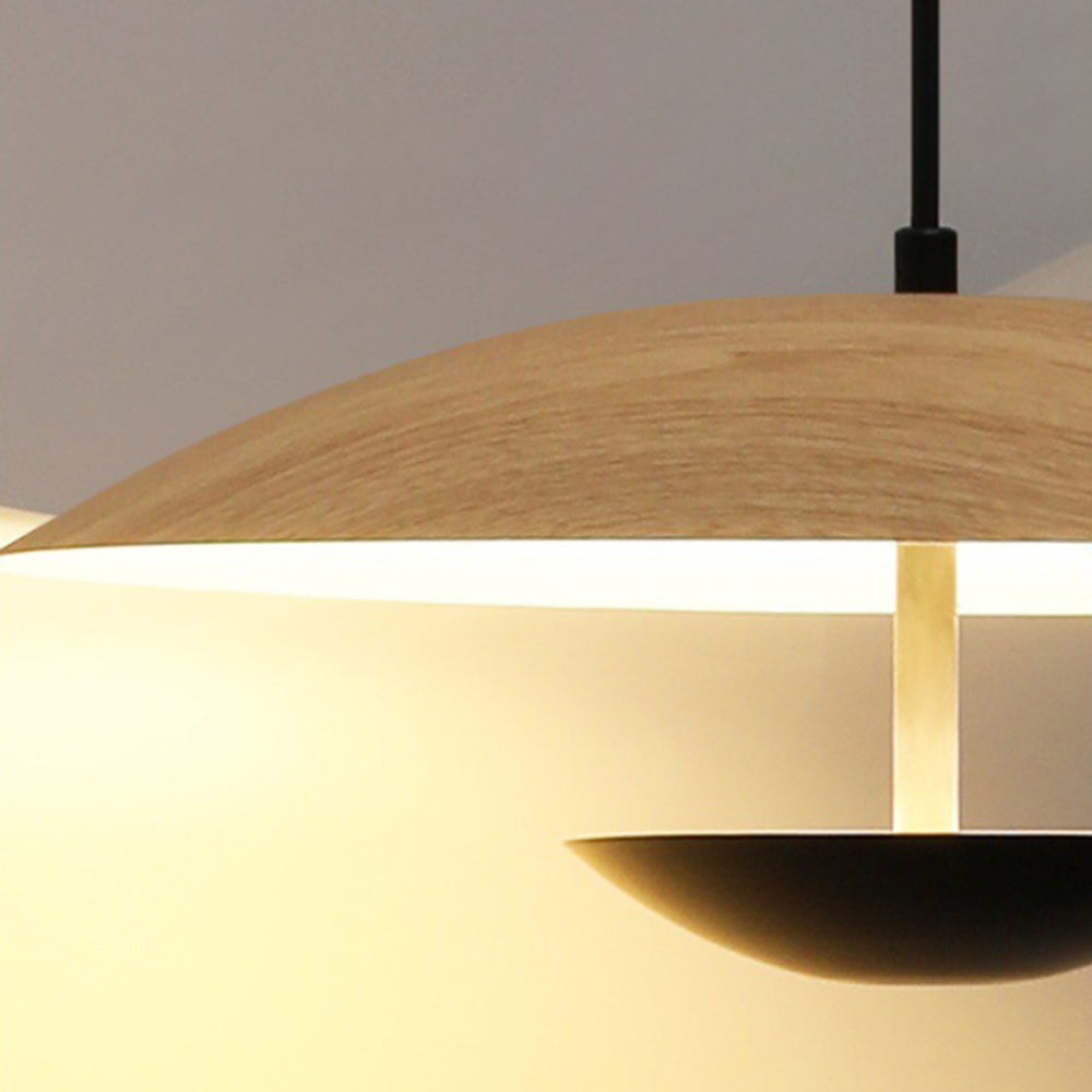 Carins Moderne Frisbee LED Hanglamp Metaal Hout/Bruin Slaap/Woon/Eetkamer