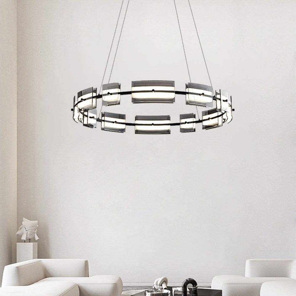 Evette Moderne Design LED Minimalistische Ring Hanglamp Metalen/Glas Zwart/Goud Slaap/Eetkamer