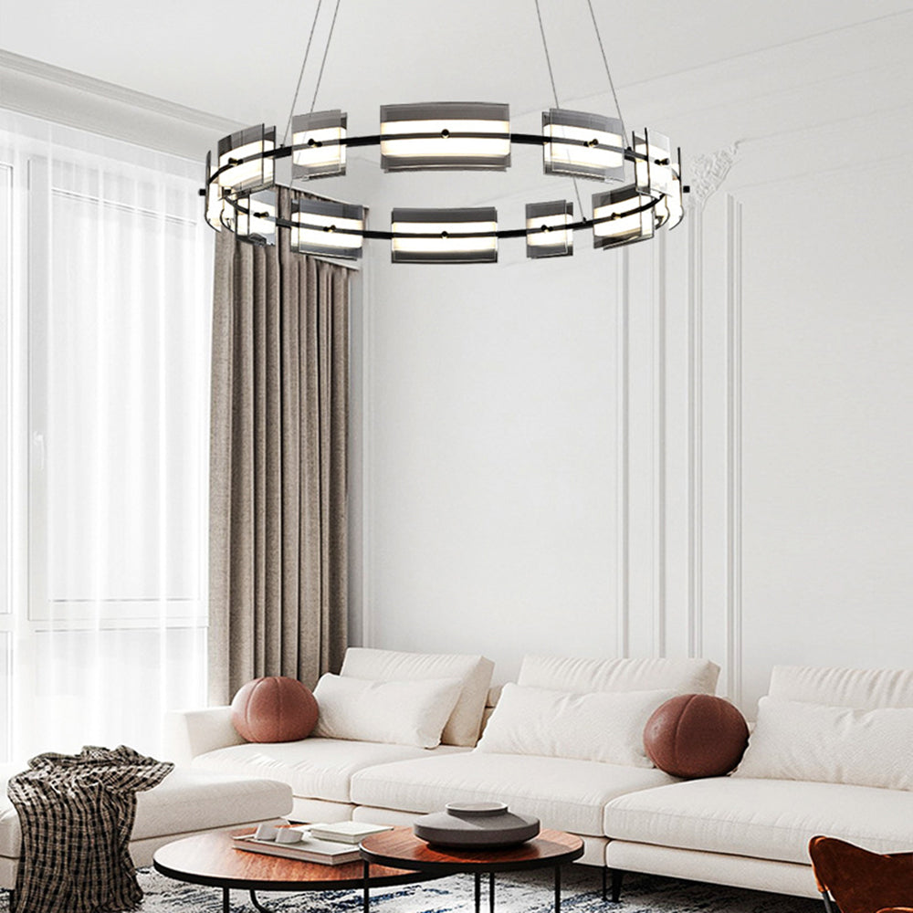 Evette Moderne Design LED Minimalistische Ring Hanglamp Metalen/Glas Zwart/Goud Slaap/Eetkamer