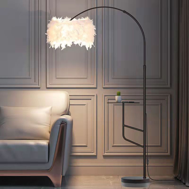 O'Moore Moderne Design Elegante Vloerlamp Boog Metaal/Veer Zwart/Wit Slaapkamer/Woonkamer