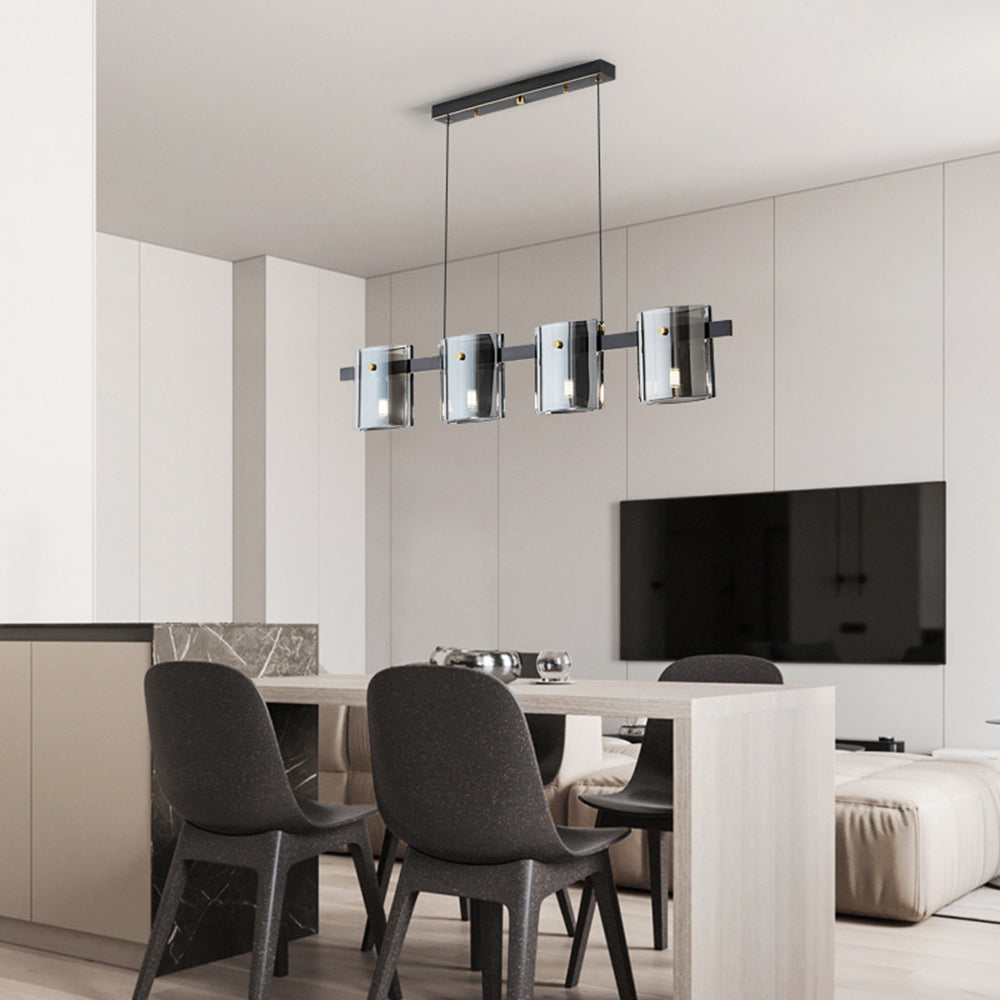 Evette Moderne Design Minimalistische Lineaire Hanglamp Metalen/Glas Zwart/Goud Eetkamer