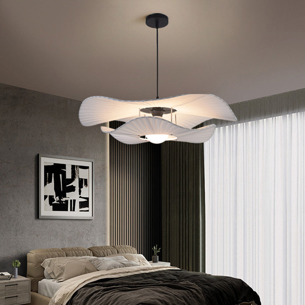 Renée Moderne Bloem LED Hanglamp Metaal/Stof Wit Slaap/Woon/Eetkamer