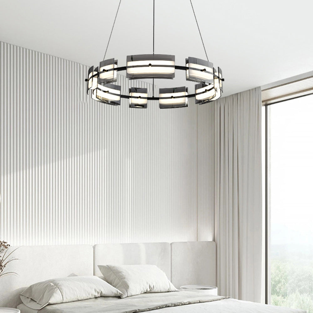 Evette Moderne Design LED Minimalistische Ring Hanglamp Metalen/Glas Zwart/Goud Slaap/Eetkamer