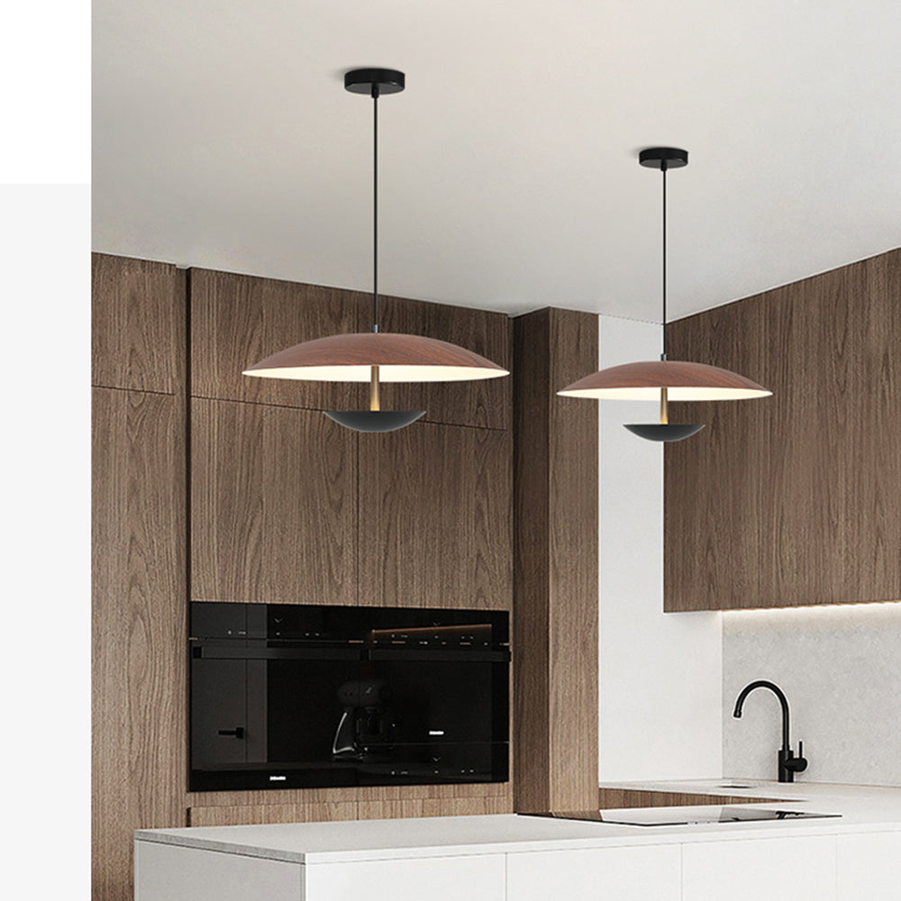 Carins Moderne Frisbee LED Hanglamp Metaal Hout/Bruin Slaap/Woon/Eetkamer