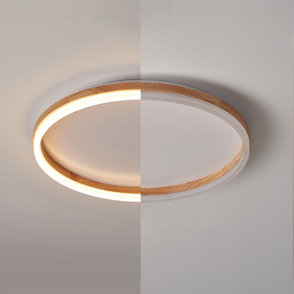 Ozawa Ronde Moderne Inbouw Plafondlamp Dimbaar Hout/Acryl Slaap/Woonkamer