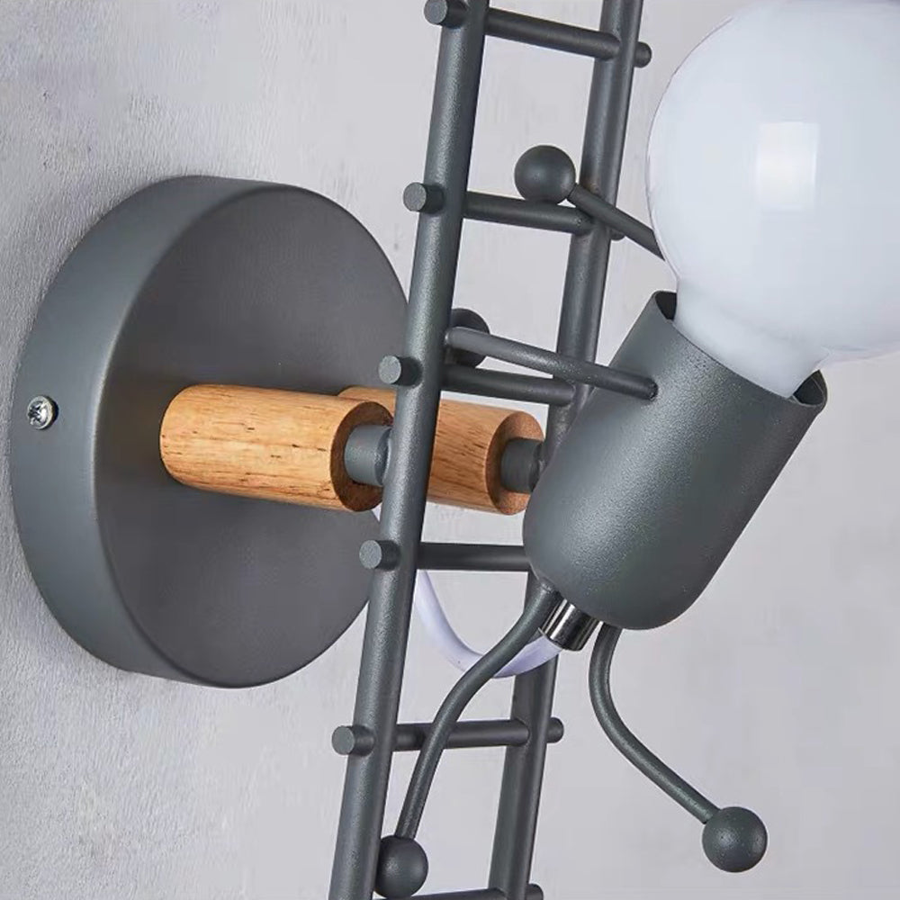 Luxo Industrieel Design LED Wandlamp Metalen/Houten Grijs/Wit/Groen Trap/Gangpad