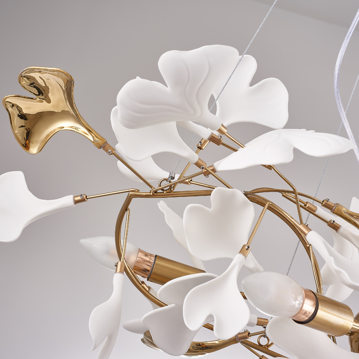 Olivia Design Ginkgoblad LED Kroonluchters Goud/Wit Metaal/Keramisch Slaap/Eet/Woonkamer