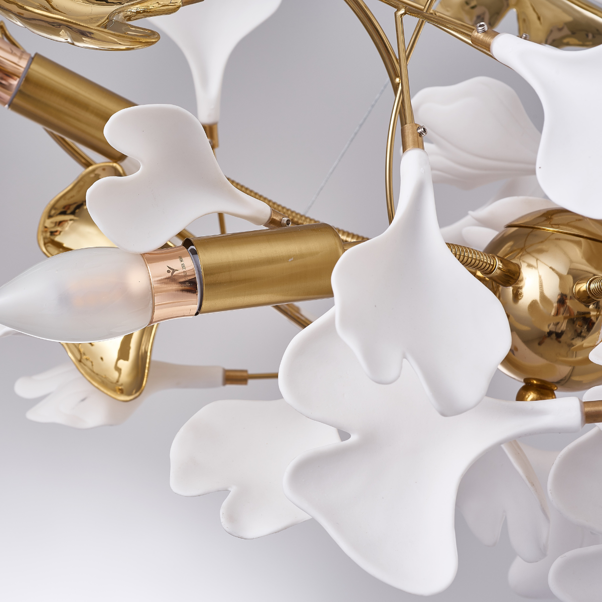 Olivia Design Ginkgoblad LED Kroonluchters Goud/Wit Metaal/Keramisch Slaap/Eet/Woonkamer