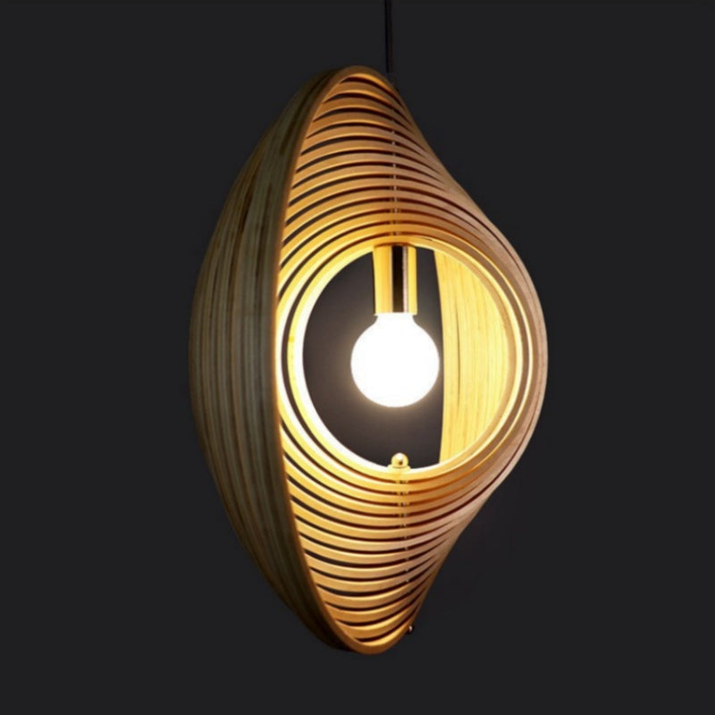 Muto Japanse LED Hanglampen Zwart/Goud Hout Slaapkamer/Bar