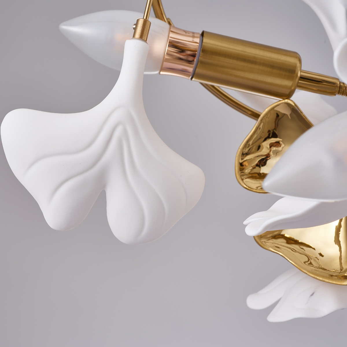 Olivia Design Ginkgoblad LED Kroonluchters Goud/Wit Metaal/Keramisch Slaap/Eet/Woonkamer