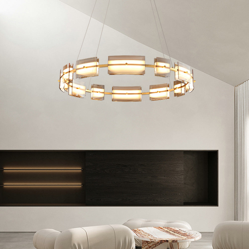 Evette Moderne Design LED Minimalistische Ring Hanglamp Metalen/Glas Zwart/Goud Slaap/Eetkamer