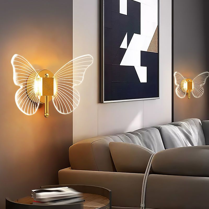 Kady Design Vlinder LED Wandlamp Metaal/Acryl Goud Slaap/Woon/Badkamer