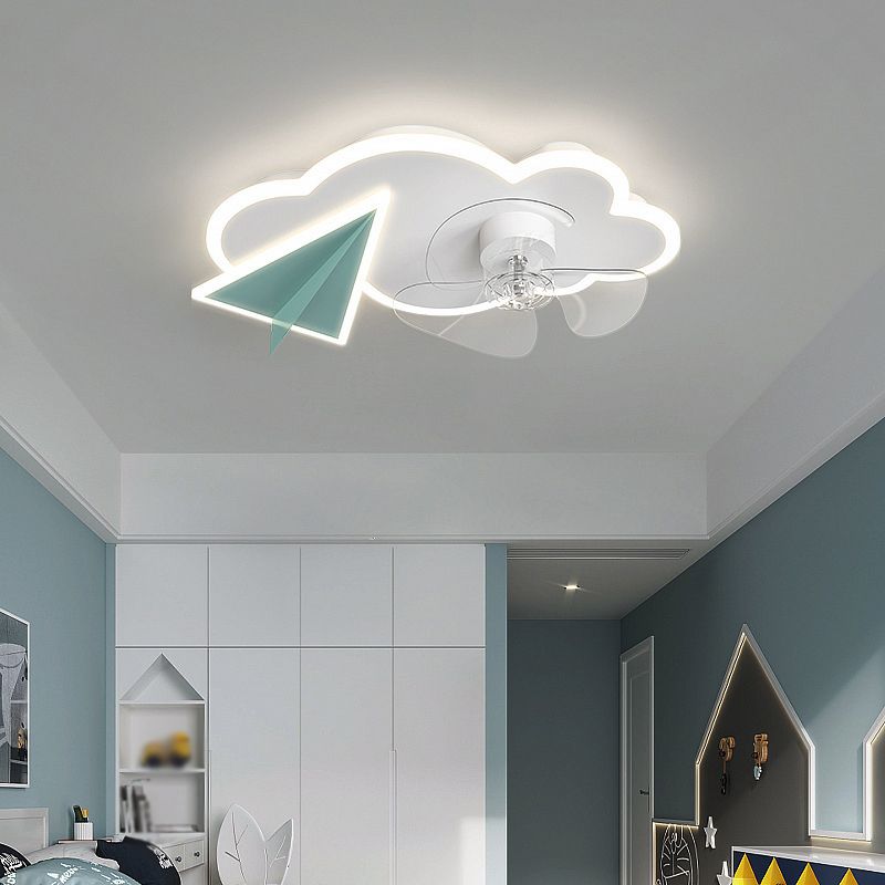 Minori Design Plafondventilator met Lamp Metaal/Acryl Blauw/Roze Slaap/Woon/Eetkamer