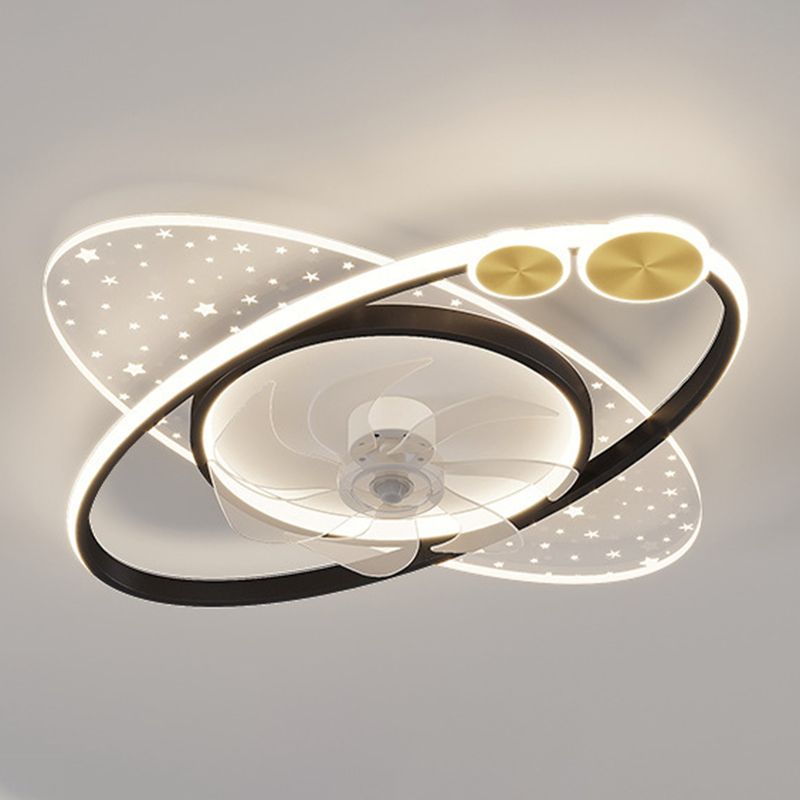 Madina Moderne Design LED Plafondventilator met Lamp Metaal/Acryl Goud/Zwart Woonkamer/Eetkamer