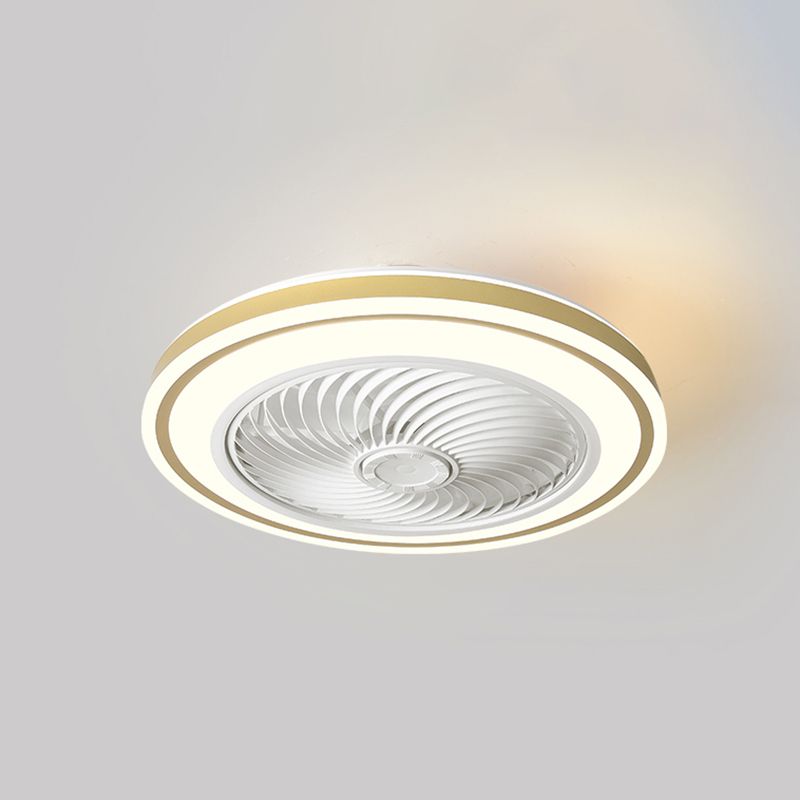 Quinn Moderne Ronde Plafondventilator met Lamp Metaal/Acryl Zwart/Wit/Groen/Roze/Goud