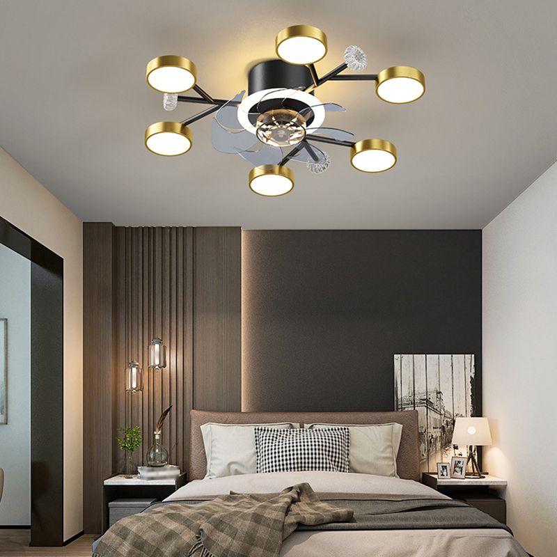Weiss Decoratief Design LED Plafondventilator met Lamp Metaal/Acryl Goud/Zwart Woonkamer/Eetkamer