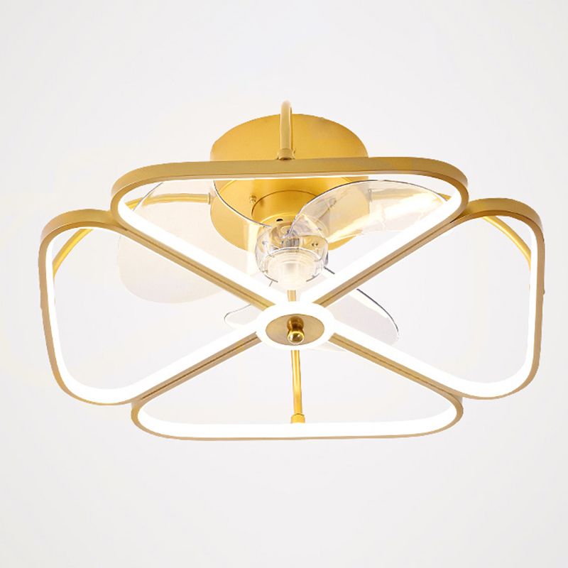 Hana Design Bloem Plafondventilator met Lamp Metaal/Acryl Wit/Goud Slaap/Woon/Eetkamer
