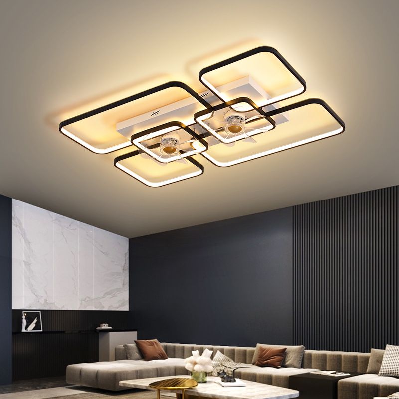 Lacey Design Ronde Plafondventilator met Lamp Metaal/Acryl Zwart/Wit/Goud Slaap/Woon/Eetkamer