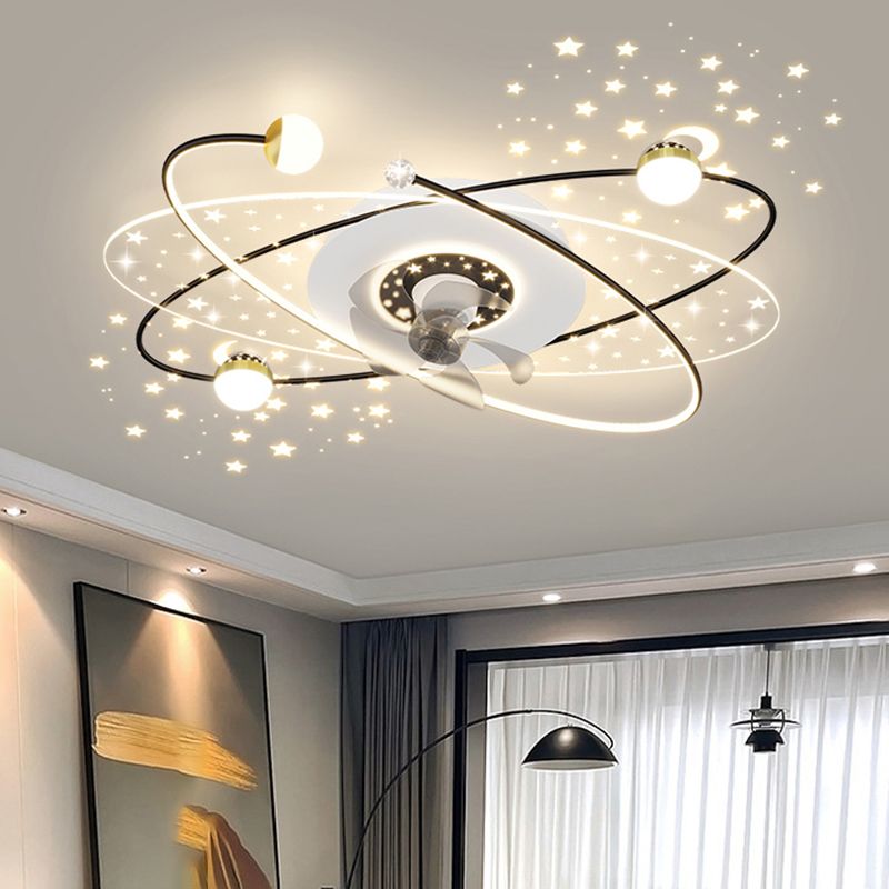 Madina Design Melkweg Plafondventilator met Lamp Metaal/Acryl Zwart/Wit/Goud Slaap/Woon/Eetkamer