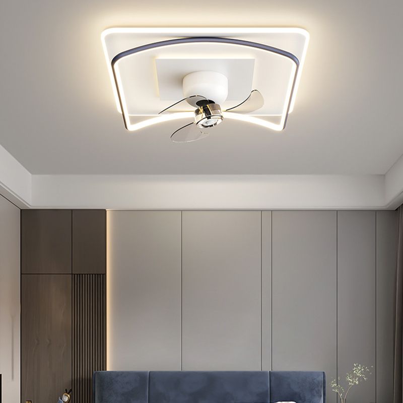 Lacey Moderne Vierkant/Rond Plafondventilator met Lamp Metaal/Acryl Zwart/Grijs Slaap/Woon/Eetkamer