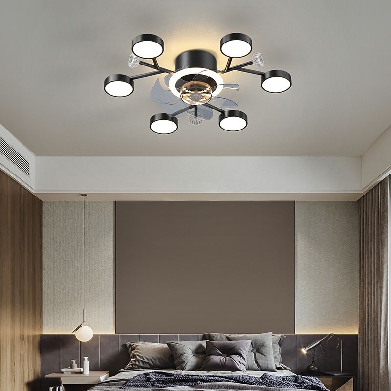 Weiss Decoratief Design LED Plafondventilator met Lamp Metaal/Acryl Goud/Zwart Woonkamer/Eetkamer