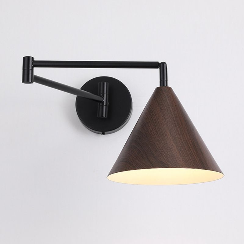Ozawa Modern Design Kegelvormige Verstelbare Wandlamp, Metaal/Hout Slaapkamer/Woonkamer
