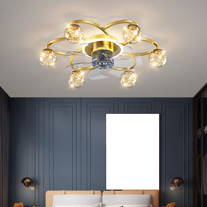Madina Moderne Design LED Plafondventilator met Lamp Metaal/Acryl Goud Woonkamer/Eetkamer
