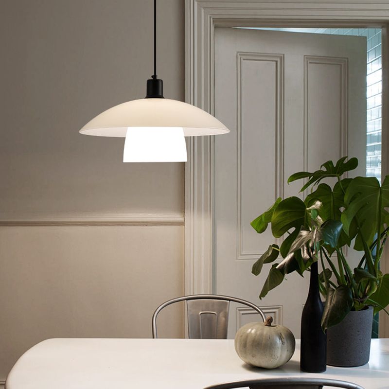 Carins Moderne LED Hanglamp Kap Metaal/Glas Wit Slaap/Woon/Eetkamer