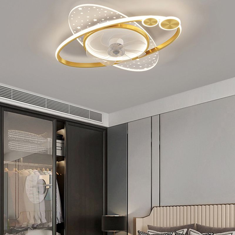 Madina Moderne Design LED Plafondventilator met Lamp Metaal/Acryl Goud/Zwart Woonkamer/Eetkamer