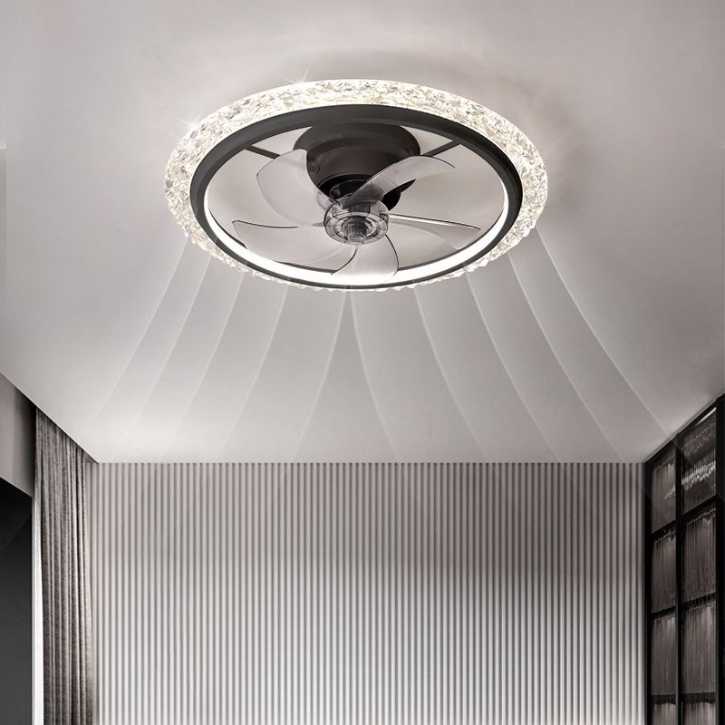Kirsten Decoratief Design LED Plafondventilator met Lamp Metaal/Acryl Zwart/Wit Woonkamer/Eetkamer