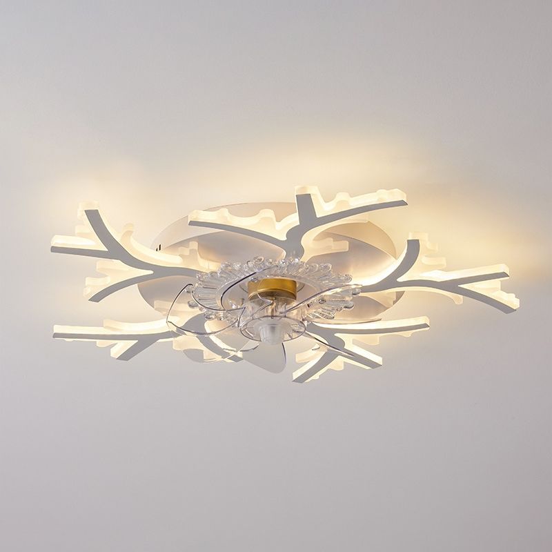 Hana Design Bloem Fan LED Plafondventilator met Lamp Metaal/Acryl Wit Slaap/Woon/Eetkamer