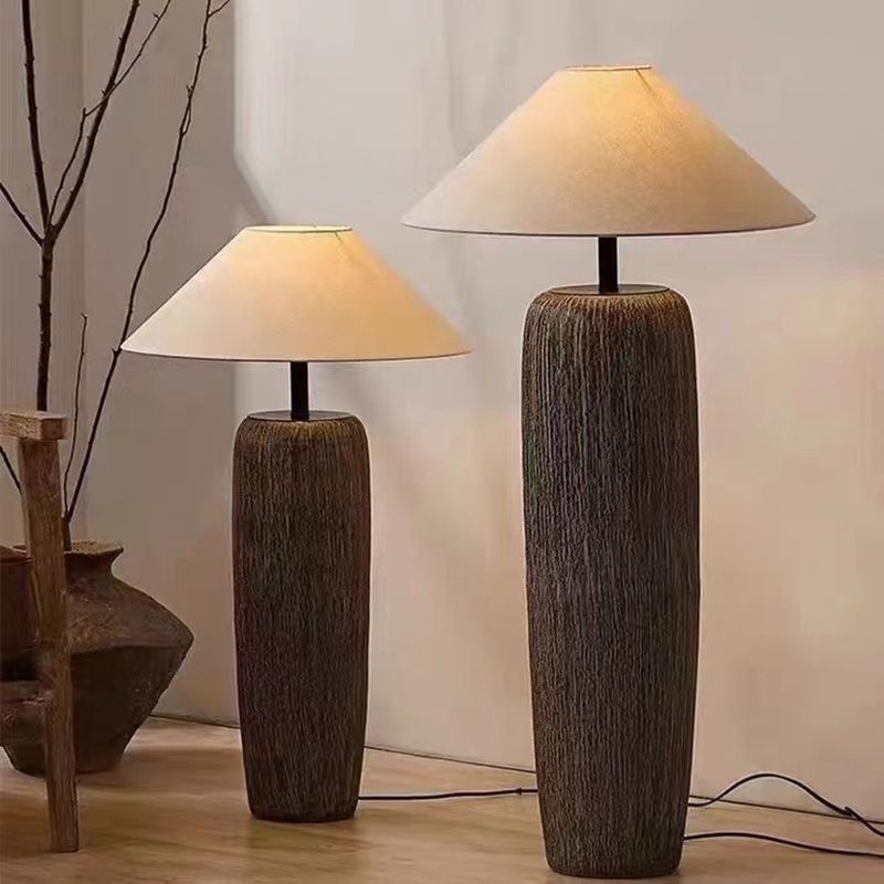 Salgado Retro Asperge LED Vloerlamp Keramisch/Stof Wit Slaap/Woon/Eetkamer