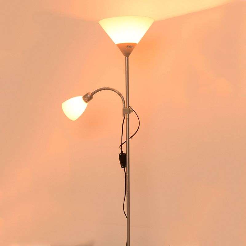 Eryn Moderne Design LED Dubbele Vloerlamp Metalen Acryl Zilver Slaapkamer/Woonkamer